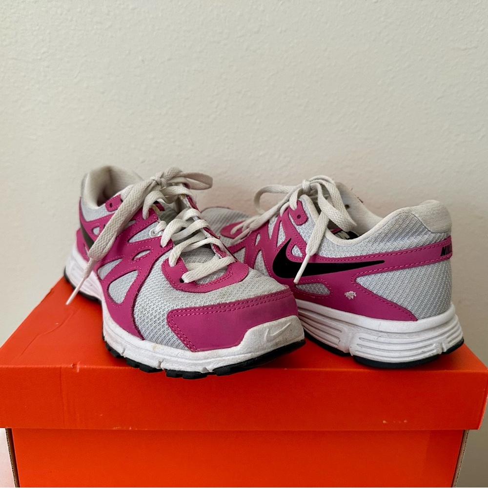 Nike Pink, Light Gray and White Athletic Shoes